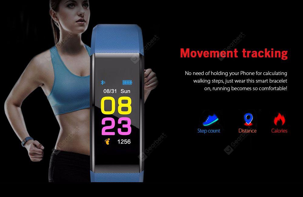 ID115 Plus Smart Bracelet 0.96 inch Screen Bluetooth 4.0 Call / Message Reminder Heart Rate Monitor Functions- Black