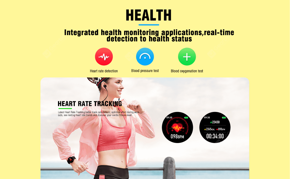Kospet Magic Blood Pressure Test / Heart Rate Detection Smart Watch - Black