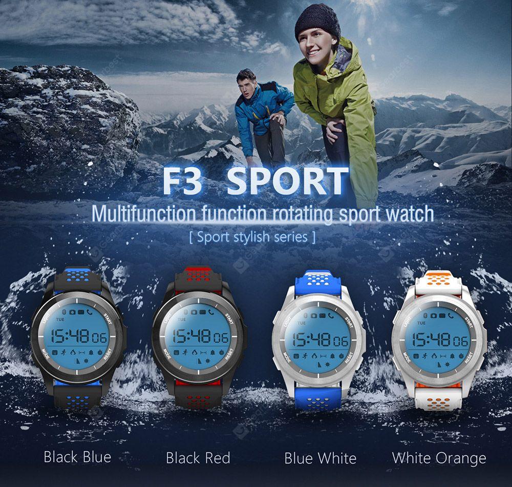 NO.1 F3 Sports Smartwatch Bluetooth 4.0 IP68 Waterproof Remote Camera Sedentary Reminder Sleep Monitor Pedometer- Black and red