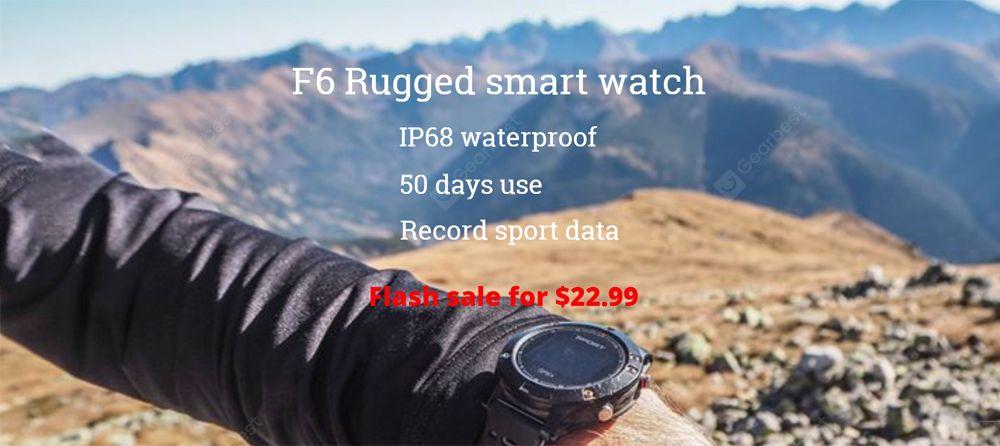 NO.1 F6 Smartwatch NRF51822 Chip IP68 Waterproof Sleep Monitor Remote Camera  - Black