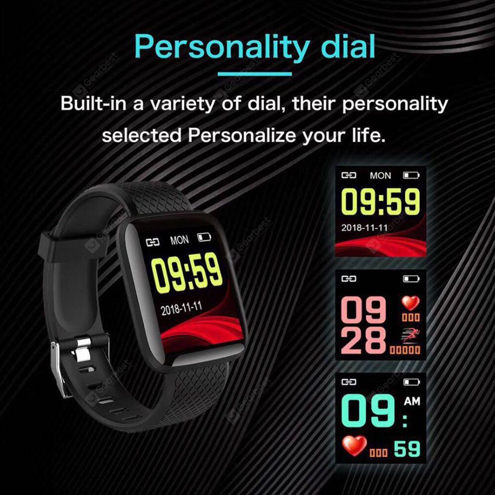 116PLUS Smart Bracelet Waterproof Fitness Tracker To Measure Blood Pressure - Black